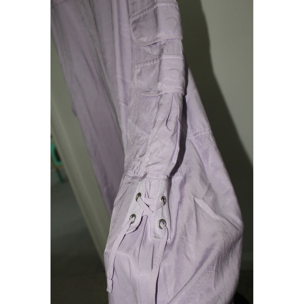 Anthropologie Lavender Wide Leg Cargo Pants Lace Up Detail Purple Women's Size 2 - Picture 2 of 12